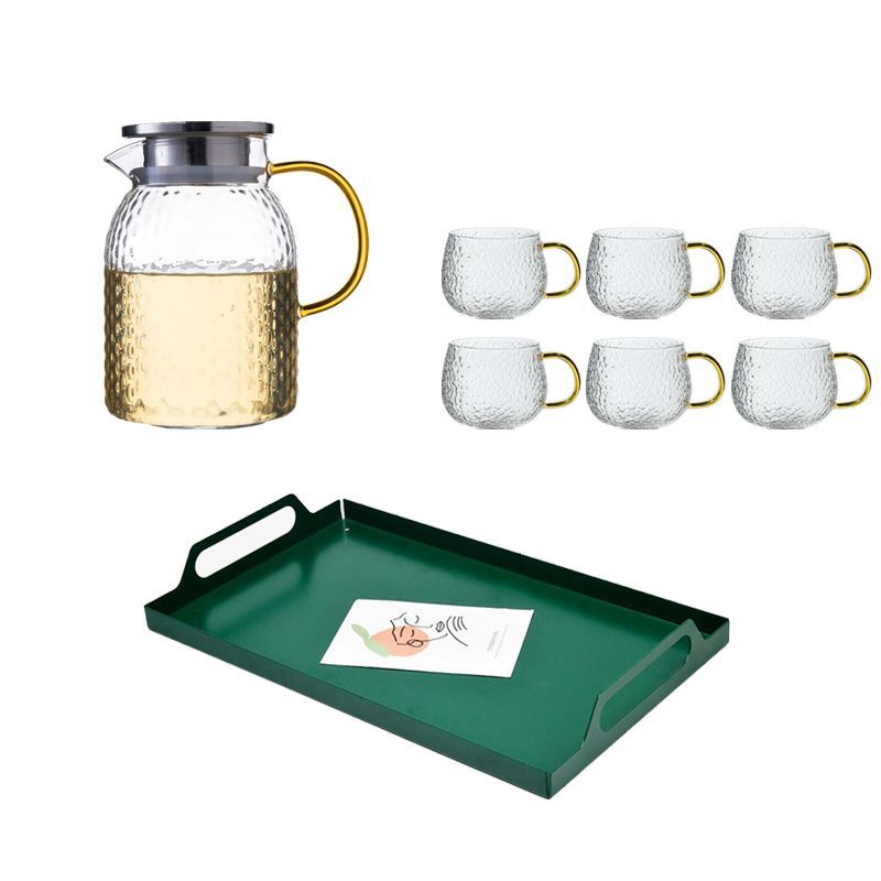 1150m 냄비 + 노란색 손잡이 망치로 만든 컵 6개 + 녹색 트레이