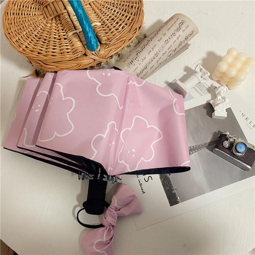 Custom Logo Advertorial Umbrella with Fresh Style Sunshade, Women's Foldable Rain Umbrella, Dual-Purpose Automatic Sun Umbrella