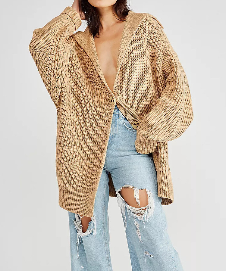 2024 otoño e invierno Amazon crossover nueva chaqueta de punto con botones de punto de bolsillo de solapa de color sólido para mujer image 7