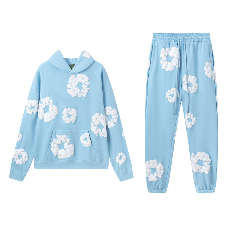 DENIM TEARS木棉花发泡印花美式情侣卫衣短袖短裤休闲套装潮男ins|undefined