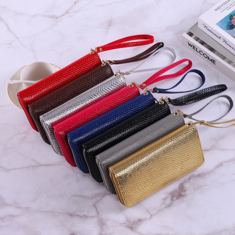 PVC creative simple hand card bag cross-border new fashion long wallet multi-card large capacity wrist strap bag