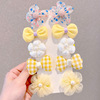 Hairgrip for princess with bow, cloth, children's hairpins, hair accessory, bangs, flowered