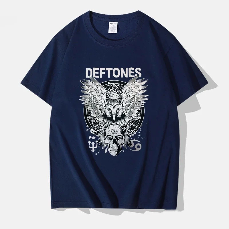 Мужская мерч Deftones Chino Moreno с ромбовой печатью, женская футболка базовая, овальный вырез, черная
