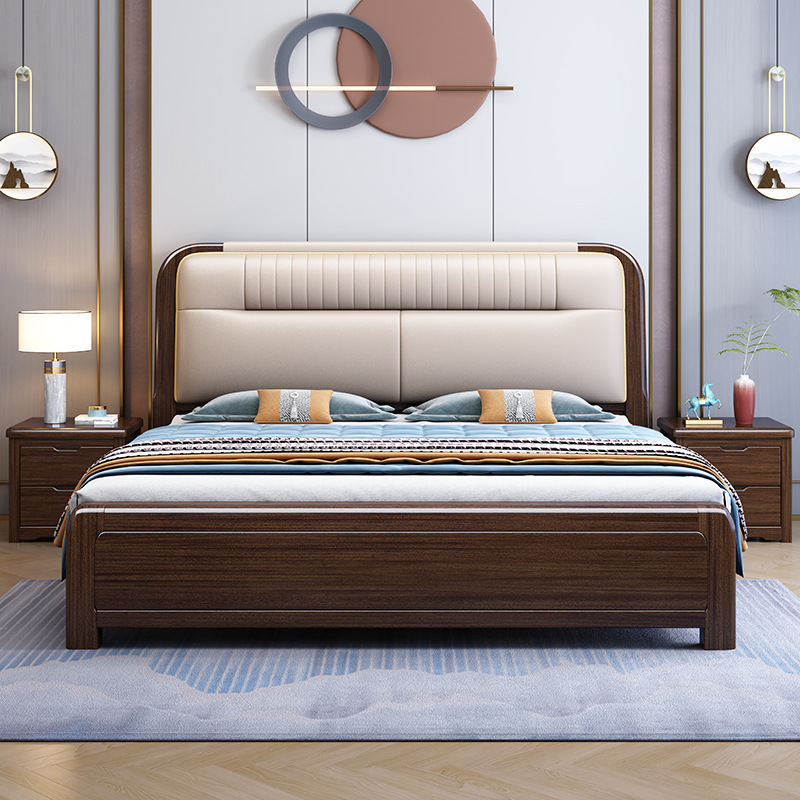 Solid Wood Bed Bedroom Ebony Sandalwood Bed Simple. 5m Master Bedroom Double Bed New Chinese Style Furniture Solid Wood Bed Bedroom Ebony Sandalwood Bed Simple. 5m Master Bedroom Double Bed New Chinese Style Furniture