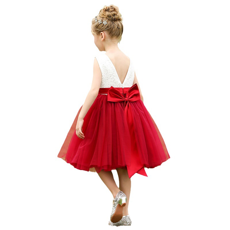Nuevo Comercio exterior transfronterizo vestido de novia para niños niñas arco de encaje campus rendimiento piano princesa MIDI vestido de verano