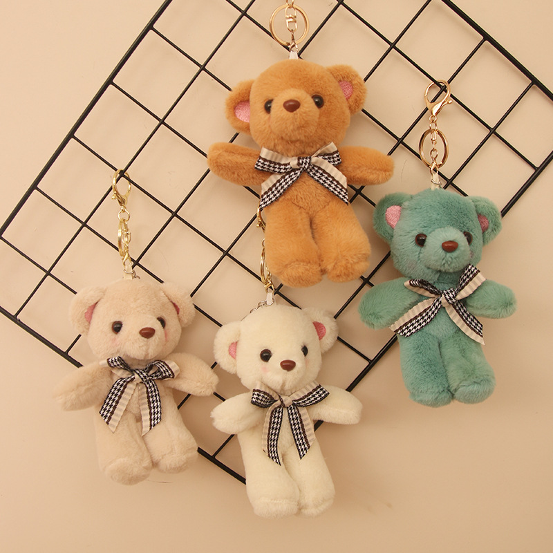 Dibujos animados peluche oso niña llavero mochila escolar muñeca linda mochila colgante colgante muñeca regalo estilo ins