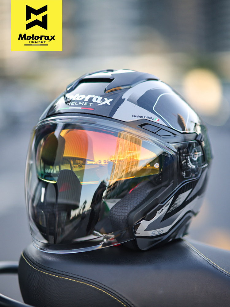 Motuoche Motorax S30 Motorcycle Helmet Half Helmet Summer Scooter Bluetooth Dual Lens (Auto Parts and Accessories) - s-inner-lens-can-be-replaced-with-dark-tea-color-contact-customer-service
