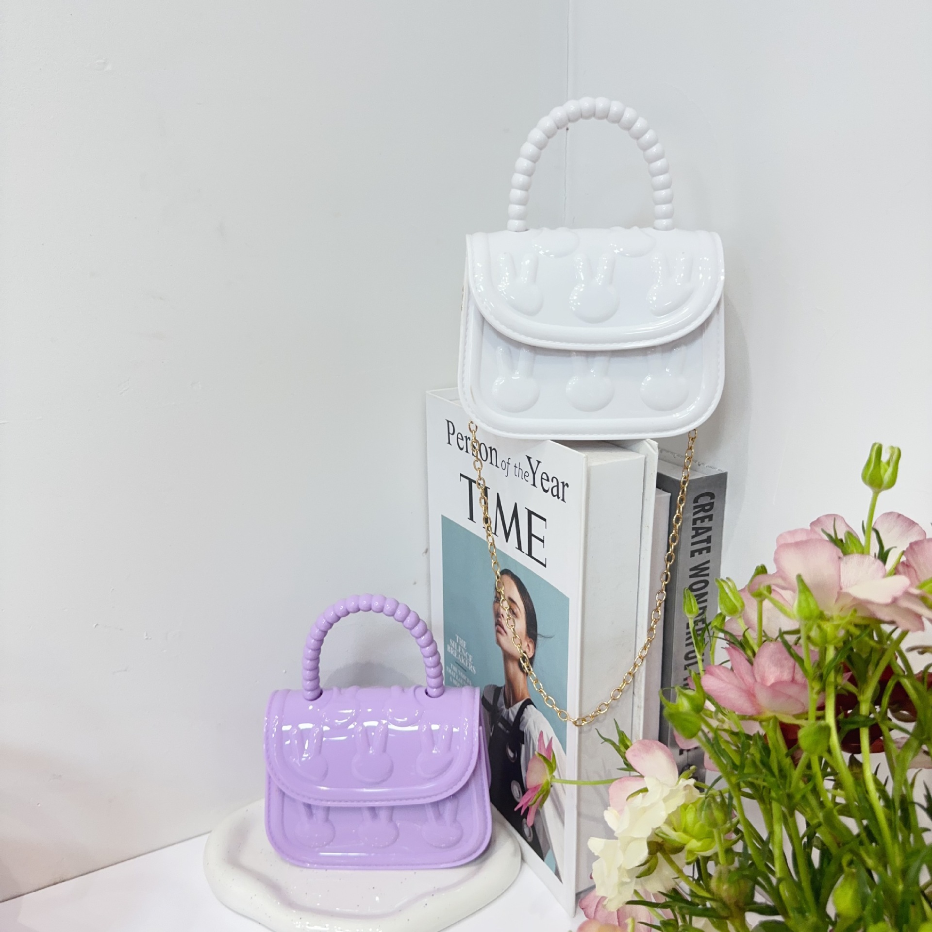 210g Weight Magnetic Buckle Closure Type Top Handle, Chain Strap Type Jelly Bag Bags Type Street, Shopping Occasion PVC Material Solid Color Pattern All Seasons Season Women's Gender Cute Style Square Shape Women's PVC Solid Color Cute Square Magnetic Buckle Jelly Bag 3