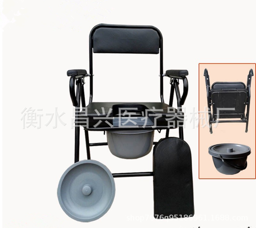 Fábrica engrosada tubo de acero Silla de inodoro plegable anciana Silla de inodoro rehabilitación materna paciente aseo Silla de inodoro