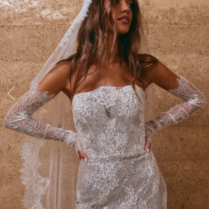 Long Tulle Lace Bridal Gloves Wholesale Amazon Wedding Dress Covering Arms Fingerless Sleeves Mesh Lace