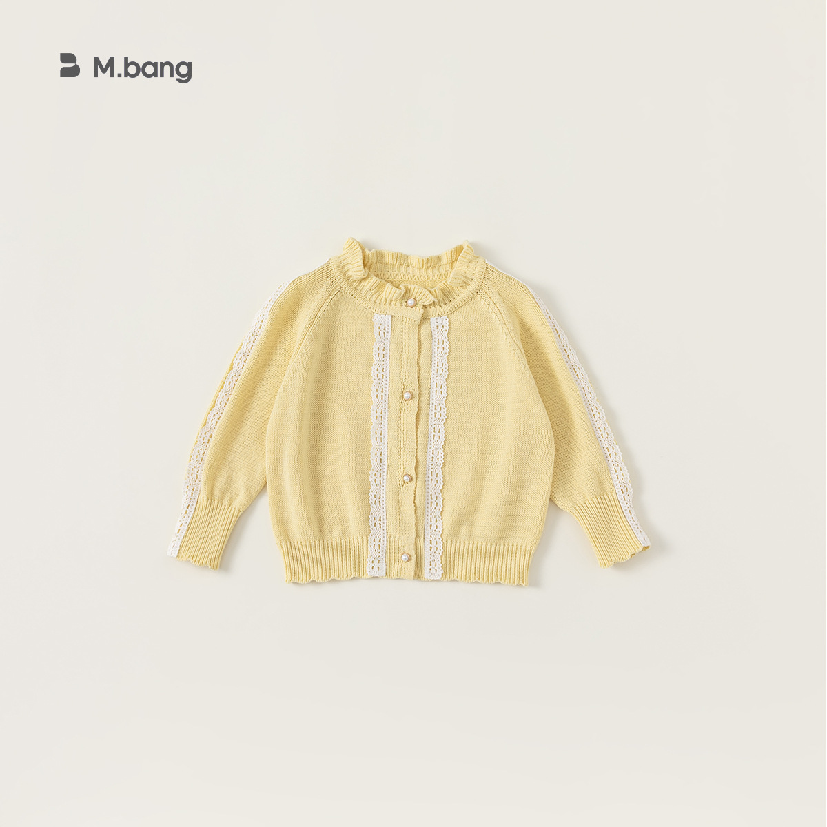 Babycity Children's Sweater Spring Girls Lace Cardigan Soft Waxy Yellow Knitted Jacket CY24043