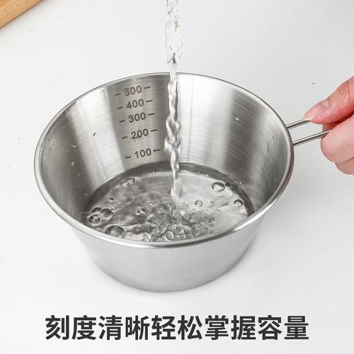 304 stainless steel camping snow bowl outdoor camping portable campfire hiking snow bowl cup foldable tableware snow bowl