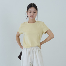 【欧凡】夏季正肩显瘦纯色短袖圆领短款T恤女内搭打底上衣服11181