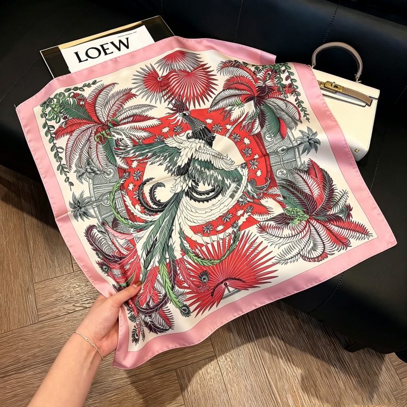 Colección 70*70 nuevo estilo bufanda de seda azul sensación de alta calidad imitación bufanda cuadrada de seda moda todo-fósforo bolsa atada bufanda de pelo