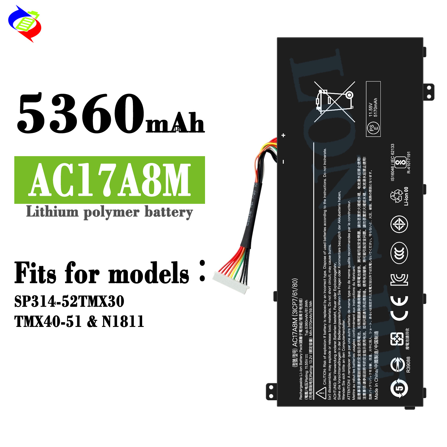 适用于宏基AC17A8M笔记本电池SP314-52TMX30/TMX40-51/N1811批发