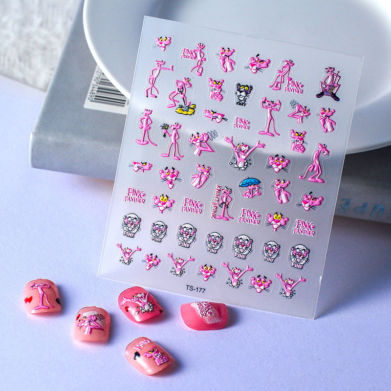 New Cartoon nail stickers cute leopard decals 5D nail stickers finger paper waterproof children available