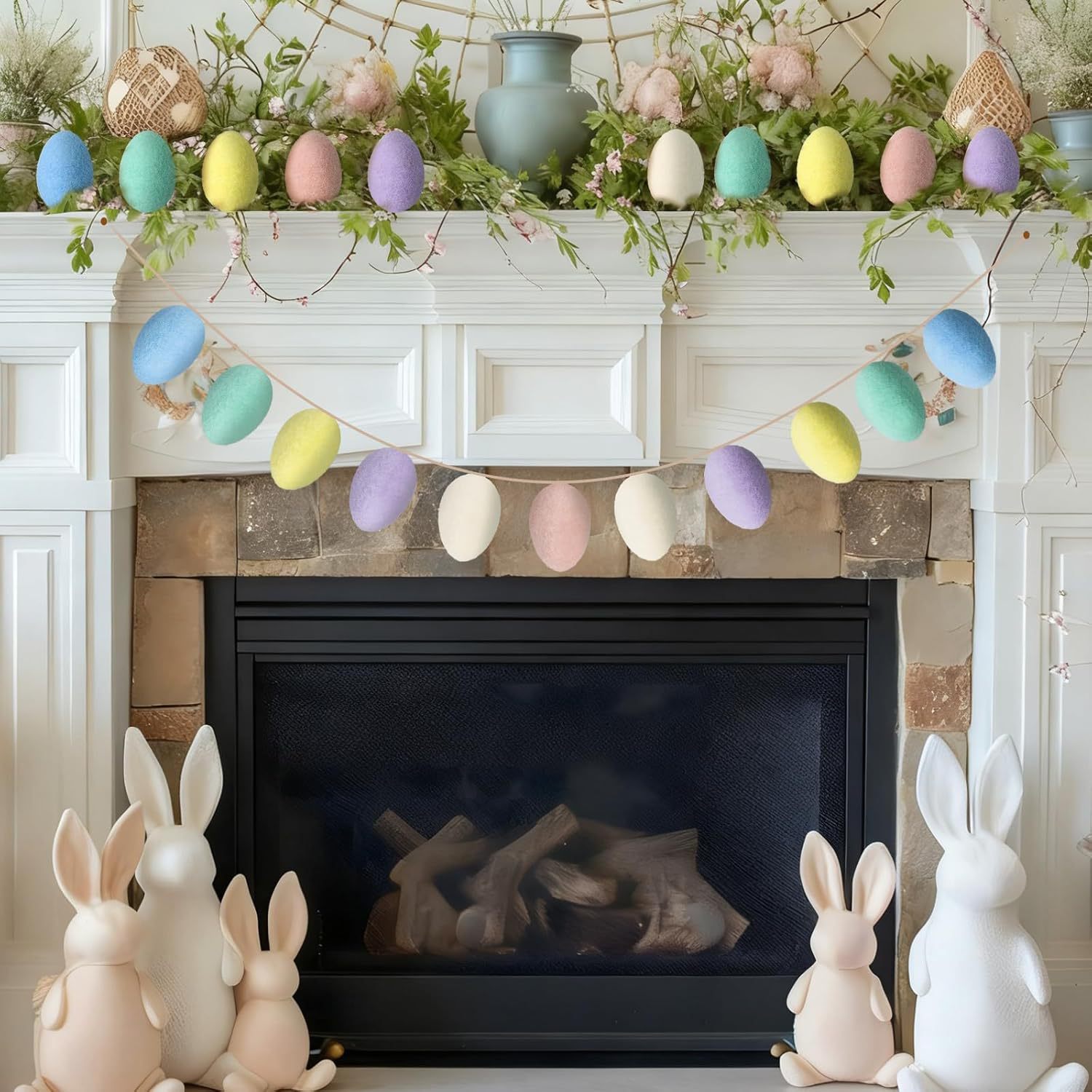 2026 nuevo color flocado huevo de Pascua DIY guirlanda decoración decoración de Pascua diseño de escena