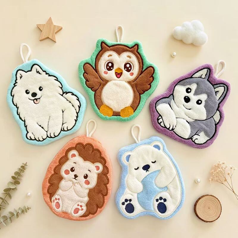 Cute Owl Small Animal Hand Towel for Home Kitchen and Bathroom, Thickened, Soft, Absorbent Coral Fleece, Hanging Type