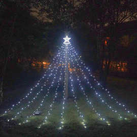 跨境led五角星瀑布灯太阳能树灯圣诞灯户外庭院节日流水灯装饰灯