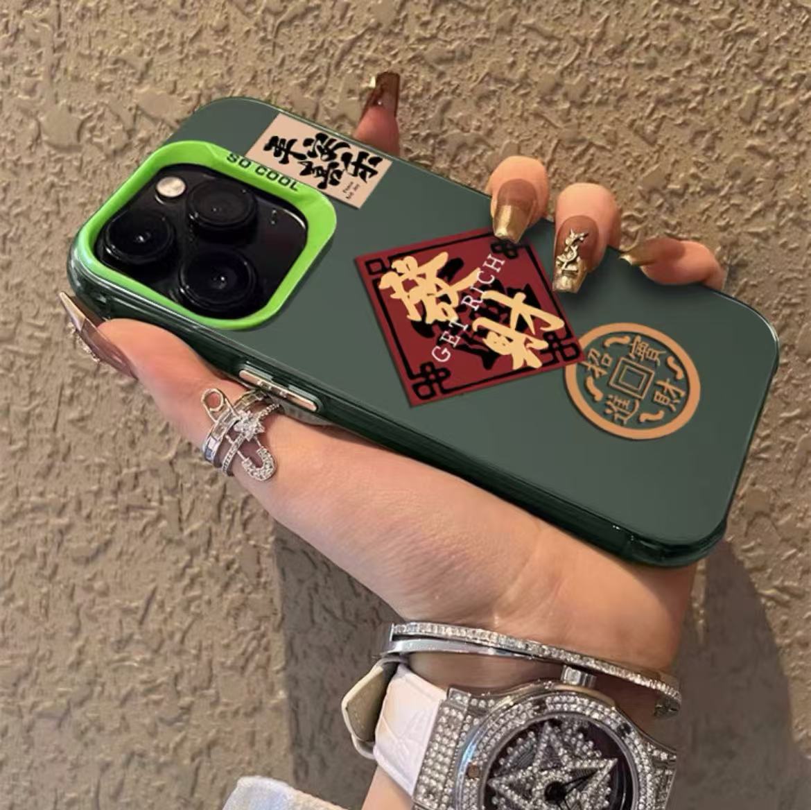 Color Silver Shell-Green-Fortune Lucky Fortune 9856