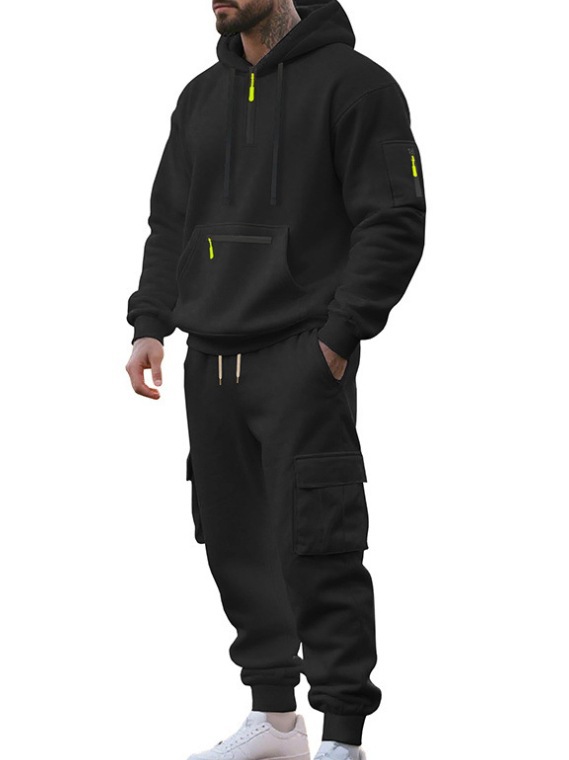 Herren Freizeit Sport Pullover Set Mit Multi-taschen Cardigan_voghion.com