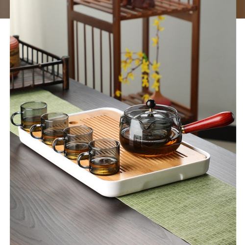 360-degree rotating free-spirited teapot made of high borosilicate glass, household tea brewing pot with side handle for electric ceramic stove open flame boiling water
