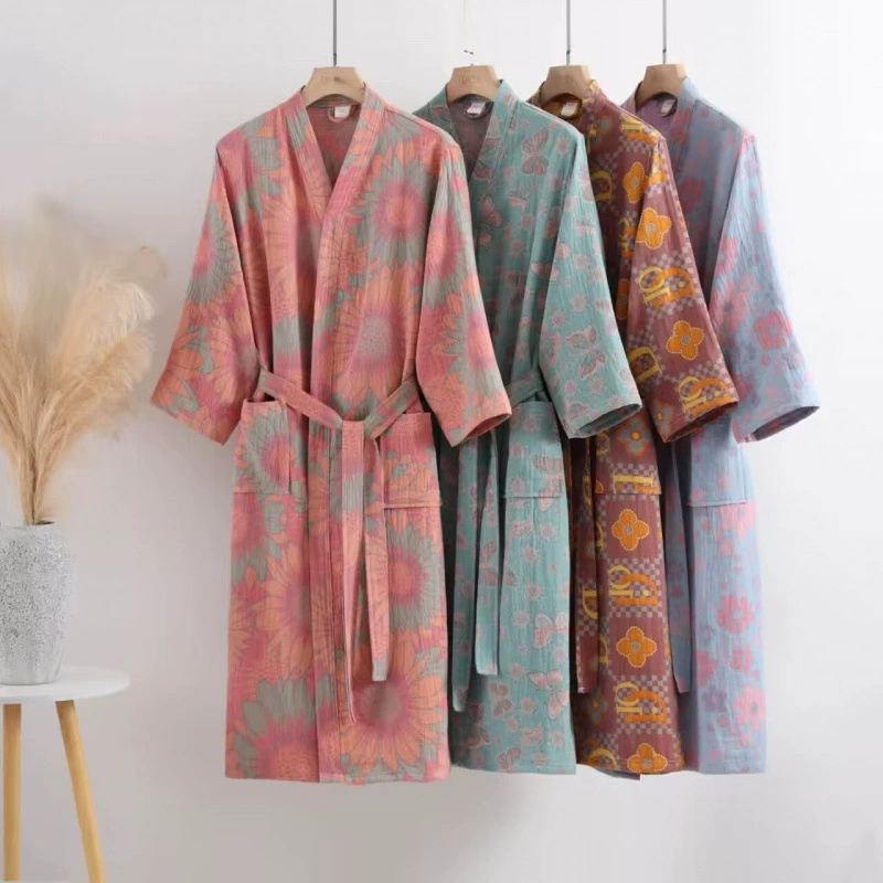 Gauze summer thin Japanese long quick dry bathrobe