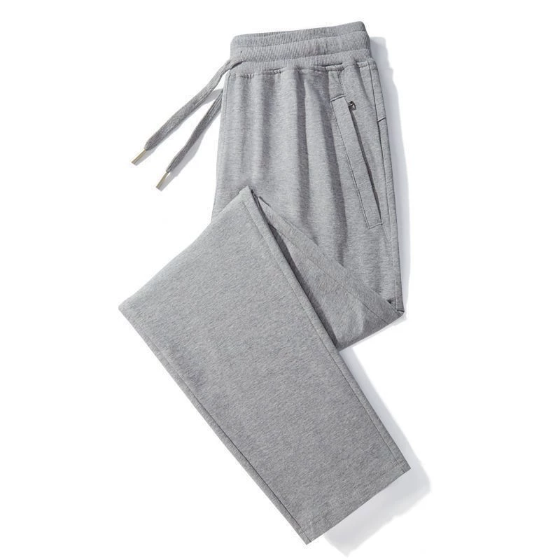 Вязаные спортивные брюки, мужские свободные однотонные брюки, летние тонкие мужские быстросохнущие повседневные брюки прямого кроя, универсальные полиэстеровые брюки