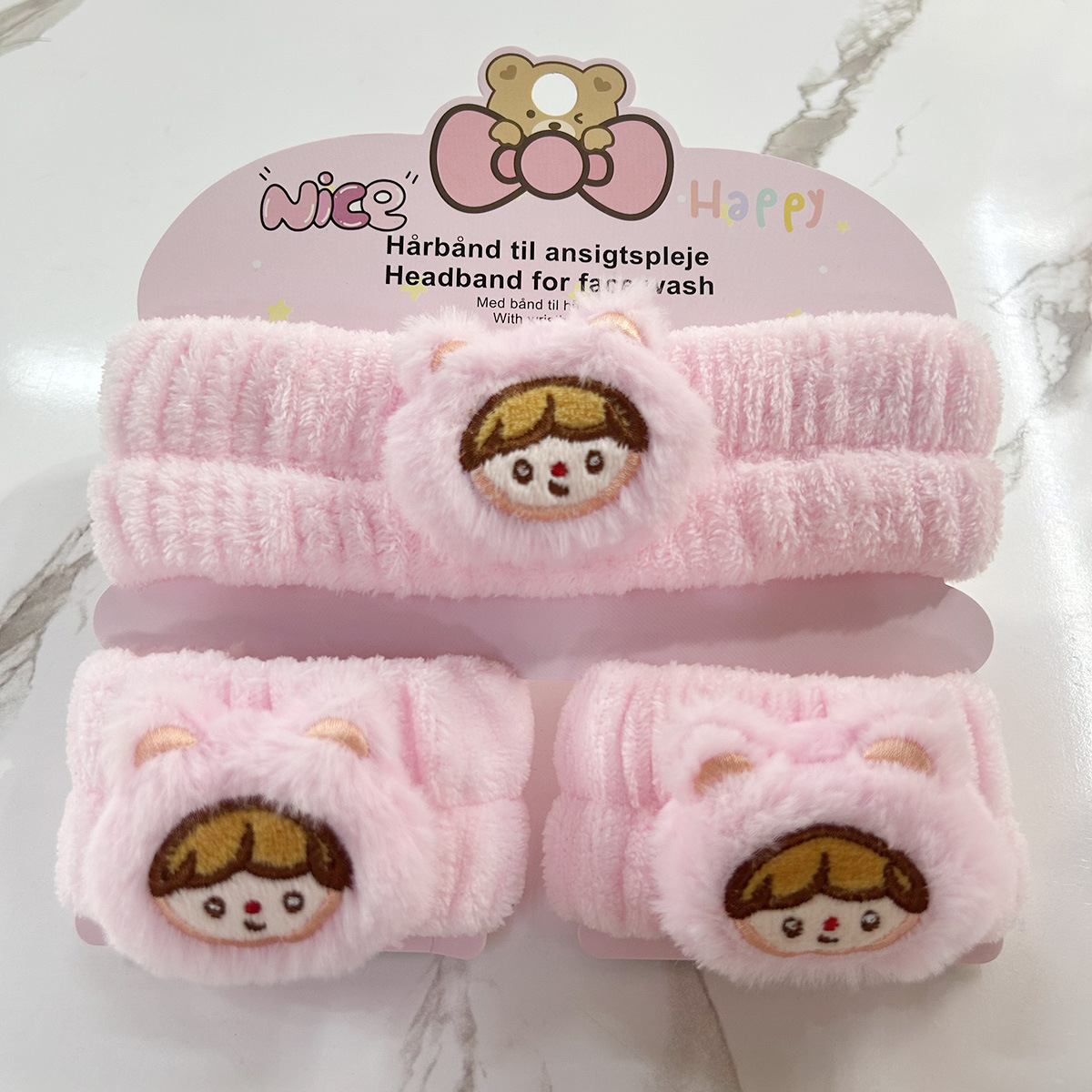 Banda de cabello de moda con tarjeta de papel dulce decoración de animales pequeños de peluche de lavado banda de cabello de dibujos animados correa de muñeca tridimensional