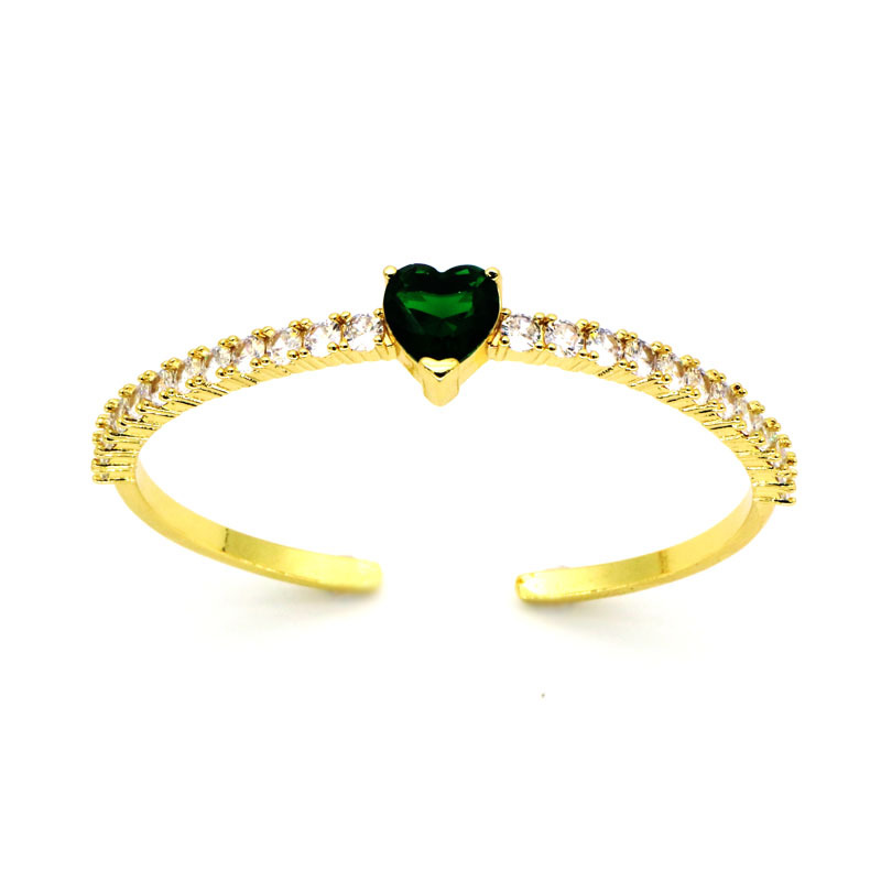 Fashion Heart Shape Copper Inlay Zircon Bangle 1 Piece