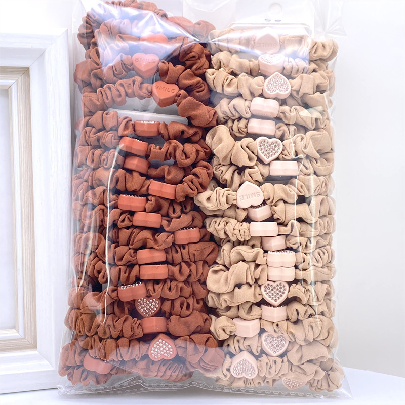 Super Valor Otoño e Invierno gota de diamante aceite Tarjeta de amor anillo de pelo de intestino grueso cara sonriente anillo de tela banda de goma 2 yuanes supermercado accesorios para el cabello