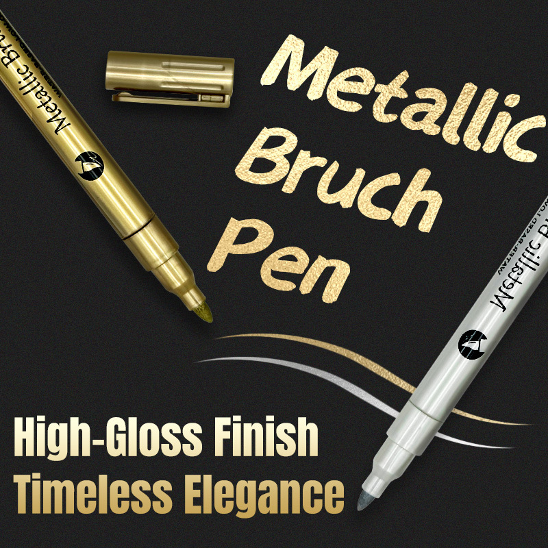 Metallic Color Markers, Gold and Silver Markers, DIY Signature Pens, Non-Fading, for Couplets and Invitations, Metal Craft Pens