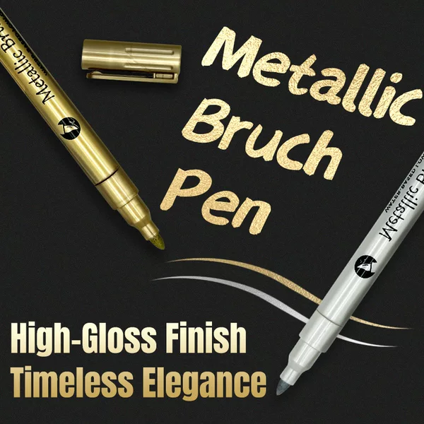Metallic Color Markers, Gold and Silver Markers, DIY Signature Pens, Non-Fading, for Couplets and Invitations, Metal Craft Pens