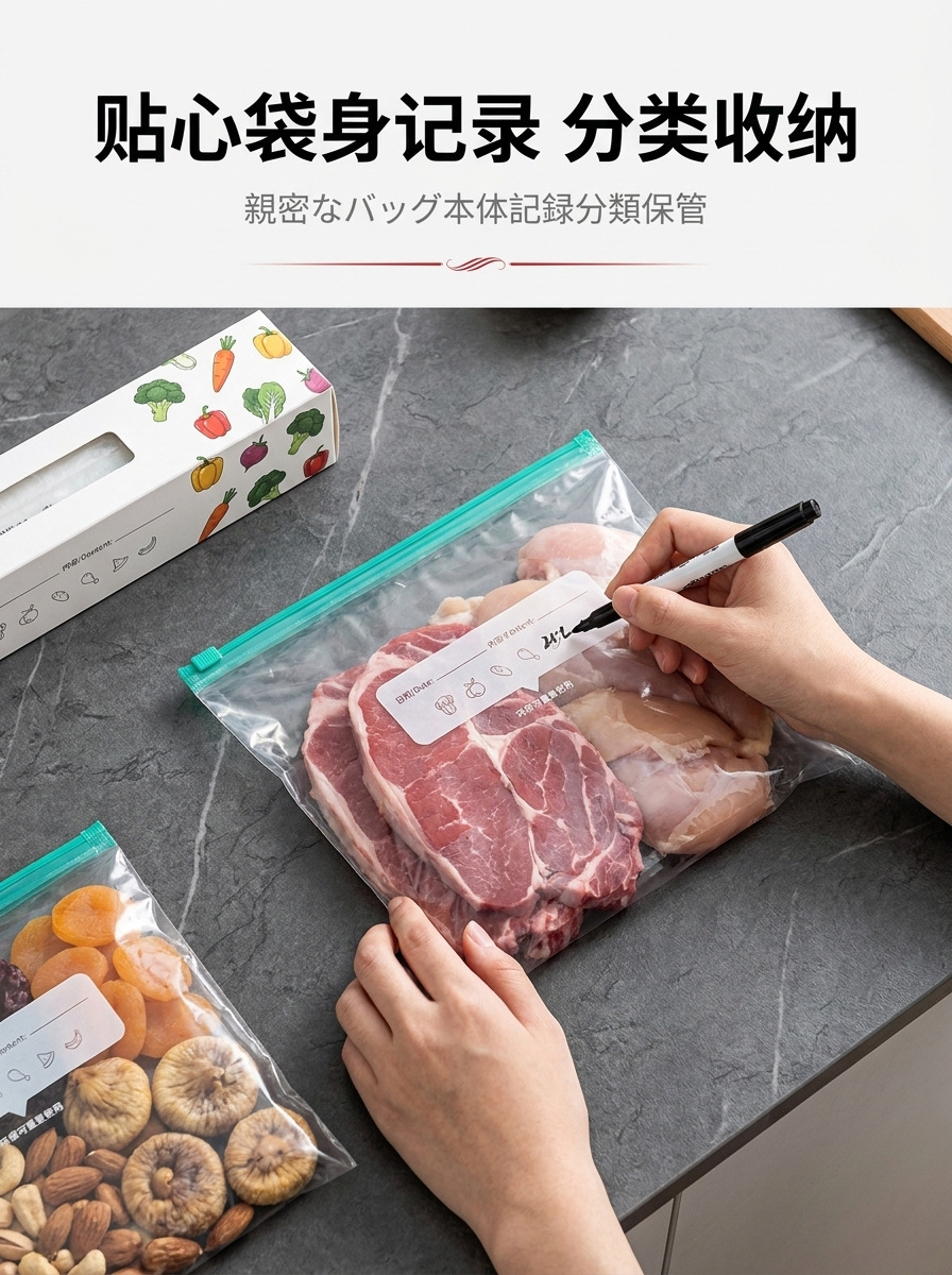 Cross-border thickened fresh-keeping sealed bag household ziplock self-sealing plastic packaging bag refrigerator freezer special sealed