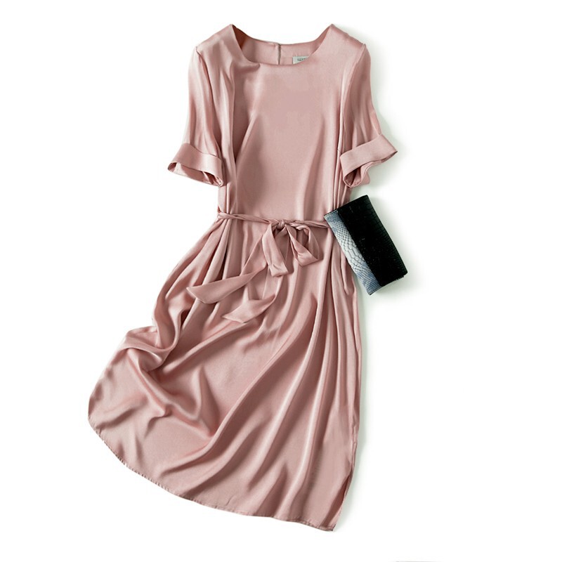 Light Luxury Simple Heavy Weight Double Satin Small Silk dress Women's Loose Slim-fit Mulberry Silk Skirt Light Luxury Simple Heavy Weight Double Satin Small Silk dress Women's Loose Slim-fit Mulberry Silk Skirt