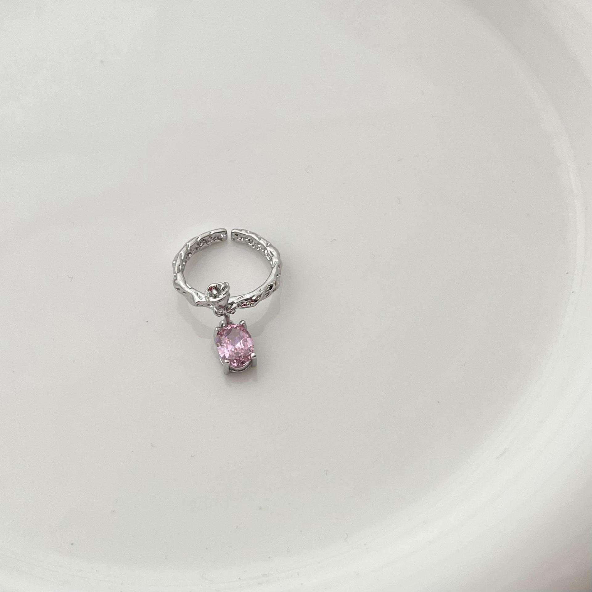 Fashion Flower Copper Open Ring Plating Inlay Zircon Copper Rings