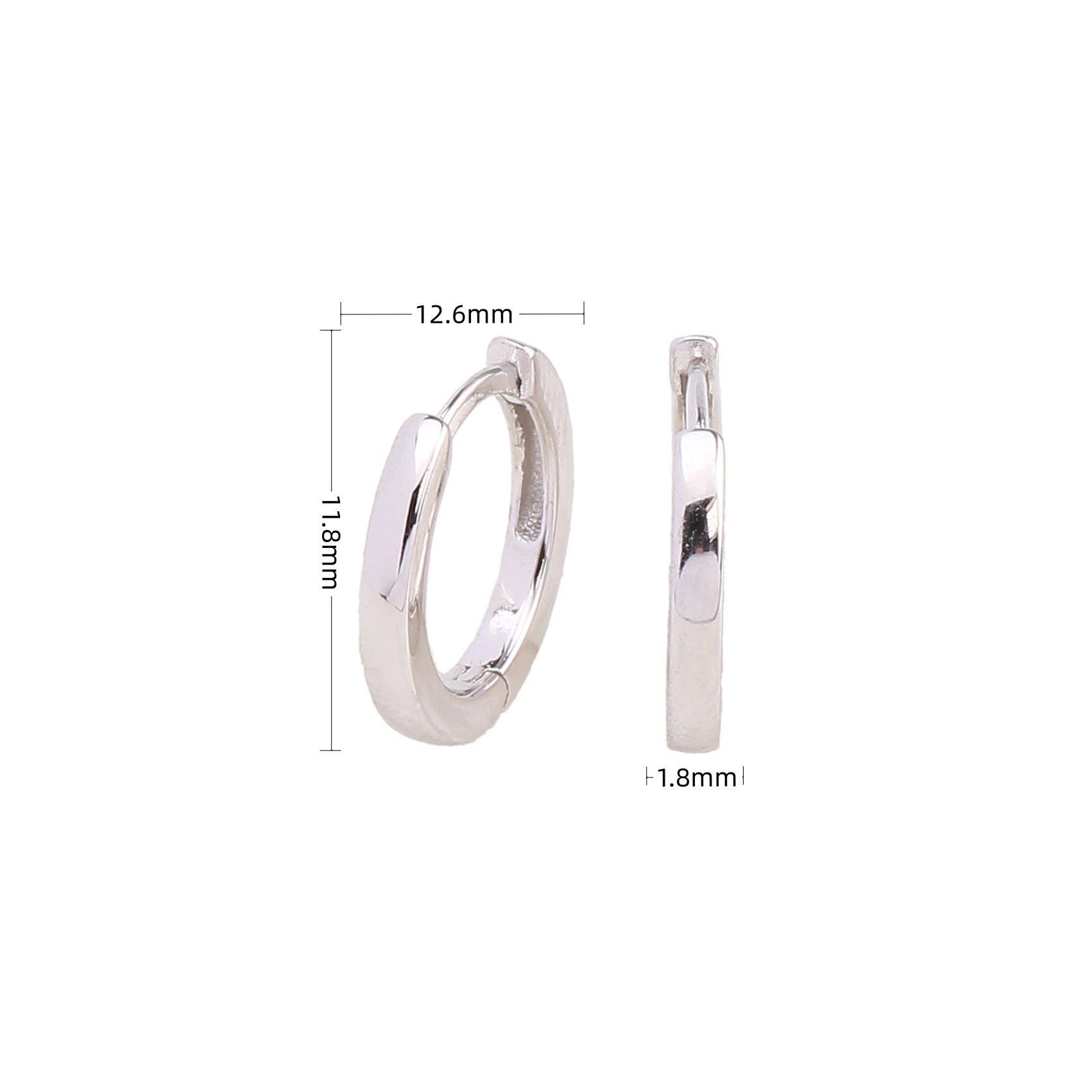 18K Real Gold Plated, Rhodium Plated Plating Material Stone-Free Inlay Material 1 Pair 925 Sterling Silver Round Solid Color Earrings