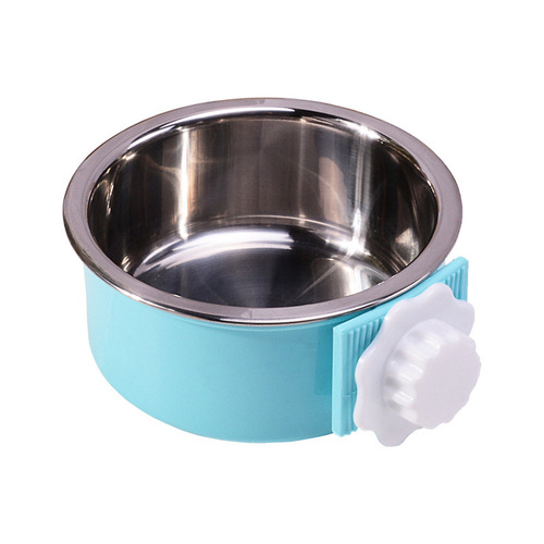 Wholesale dropshipping cat bowl pet supplies for dogs, stainless steel single bowl drinking bowl, hanging fixed cage dog bowl