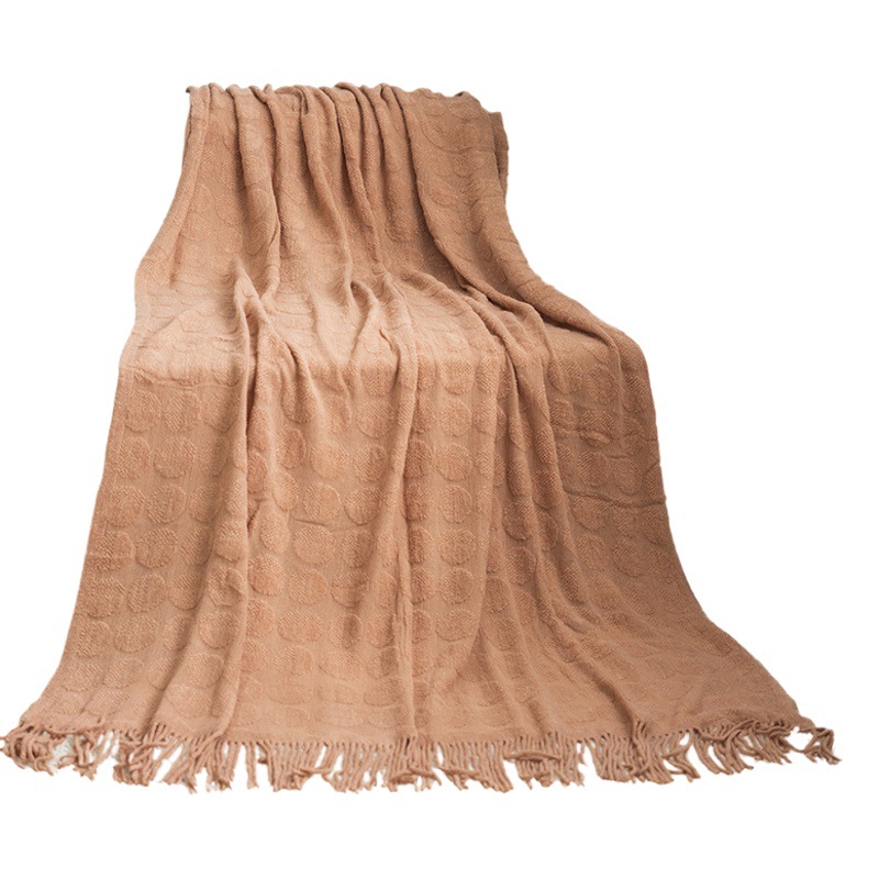 Solid color knitted blanket living room sofa blanket bed & breakfast model room decoration cut velvet craft four seasons available bed towel
