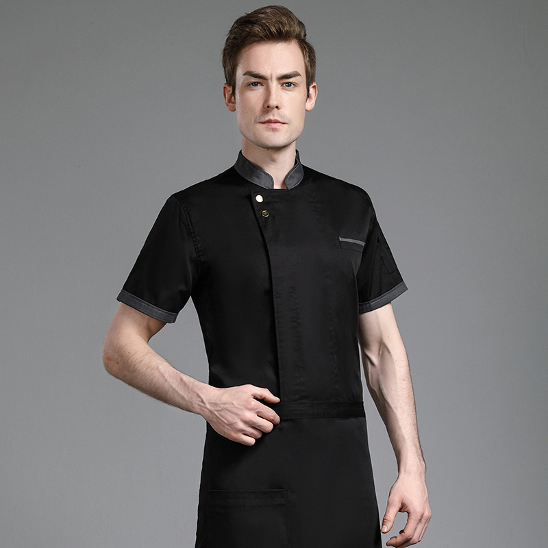 酒店厨师工作服男大码夏季 餐饮饭店后厨厨师服透气薄款工服短袖