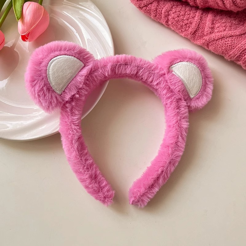 Linda caricatura fresa oso lavado de cara diadema mujer 2025 nueva diadema de presión horquilla antideslizante diadema