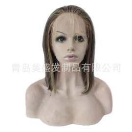 欧美爆款 真人假发全蕾丝带递针头套 自然逼真4*4递针 挑染假发套