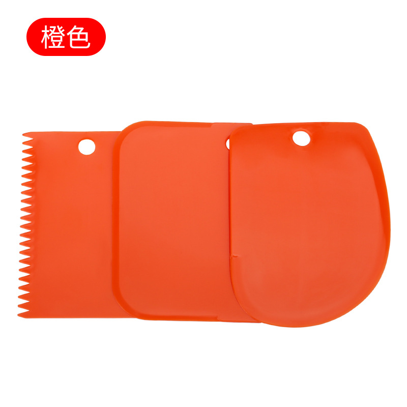 Color PP plastic scraper three-piece baking gadgets cream cake scraper household multi-function cutting knife