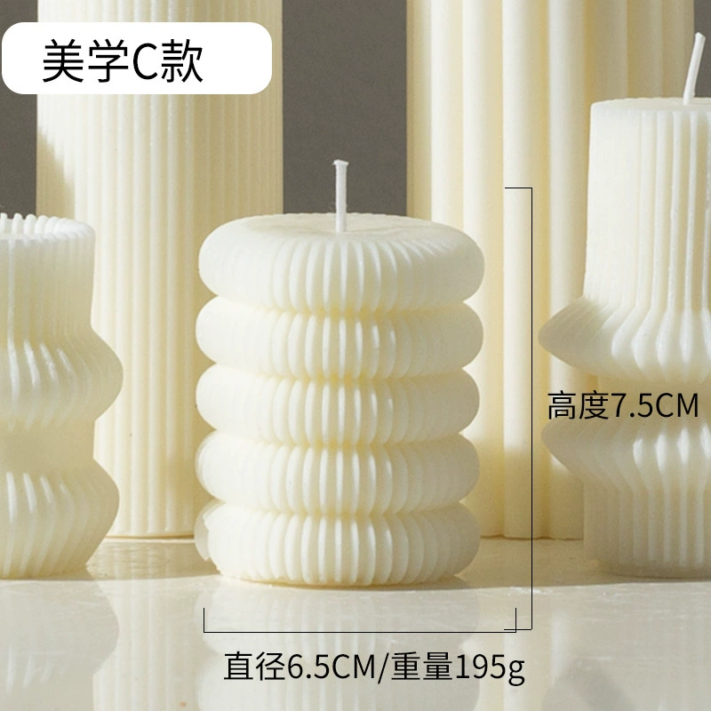 Aromatherapy candle handmade white geometric 40, nordic style decorative shapes