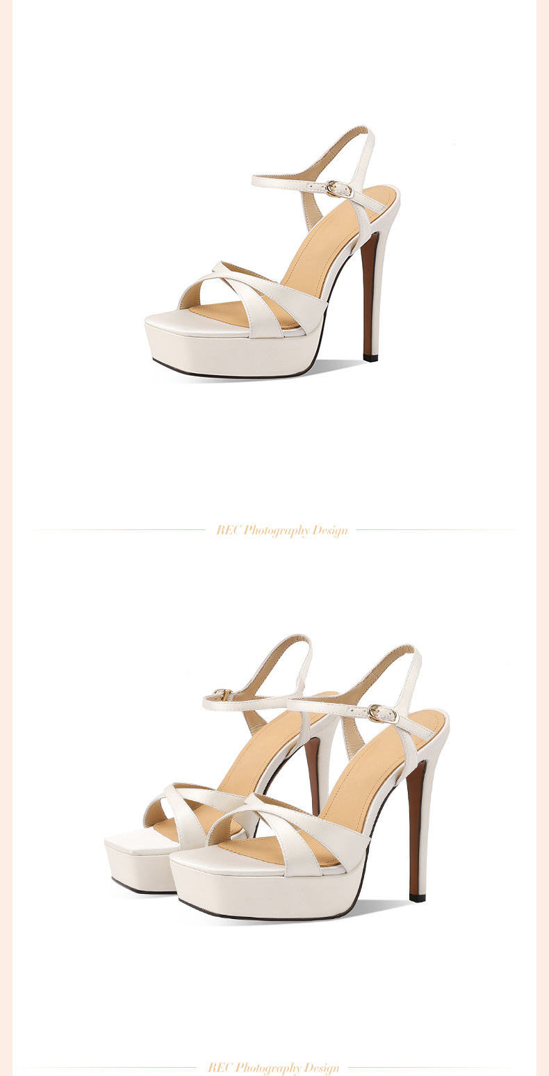 Sandal cao gót nữ hở mũi đế platform gót siêu cao 12 cm — Champagne màu chi tiết 6
