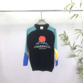 时尚百搭欧货 Ca撞色拼接圆领长袖针织毛衣 男女同款 现货跨境