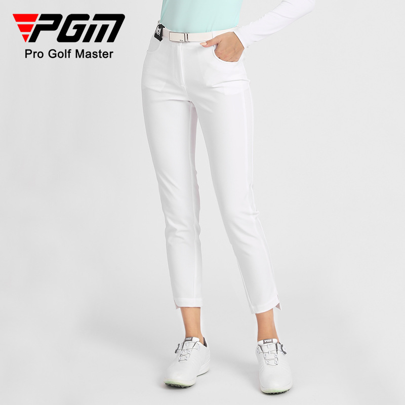 Quần dài nữ chơi golf PGM mùa thu đông, vải thun gió ấm áp, co giãn hai chiều — KUZ143-màu trắng