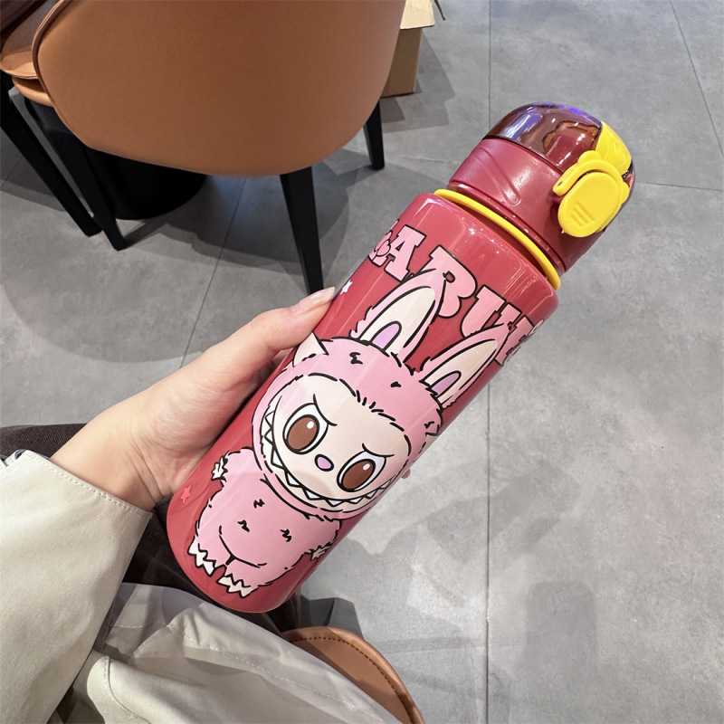 高颜值可爱型拉布布水杯弹跳盖便携车载杯细长款代发水杯|undefined