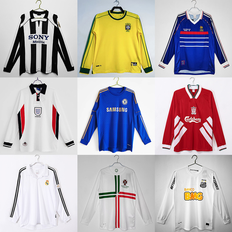 All League Ac Inter Milan Long-Sleeved England Real Madrid Retro Jersey Retro Football Jersey Undertakes Cross-Border Delivery