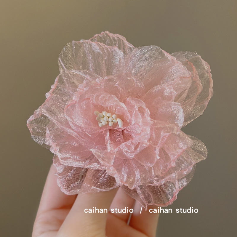 Pinza per capelli camelia donna grande molletta a forma di fiore_voghion.com